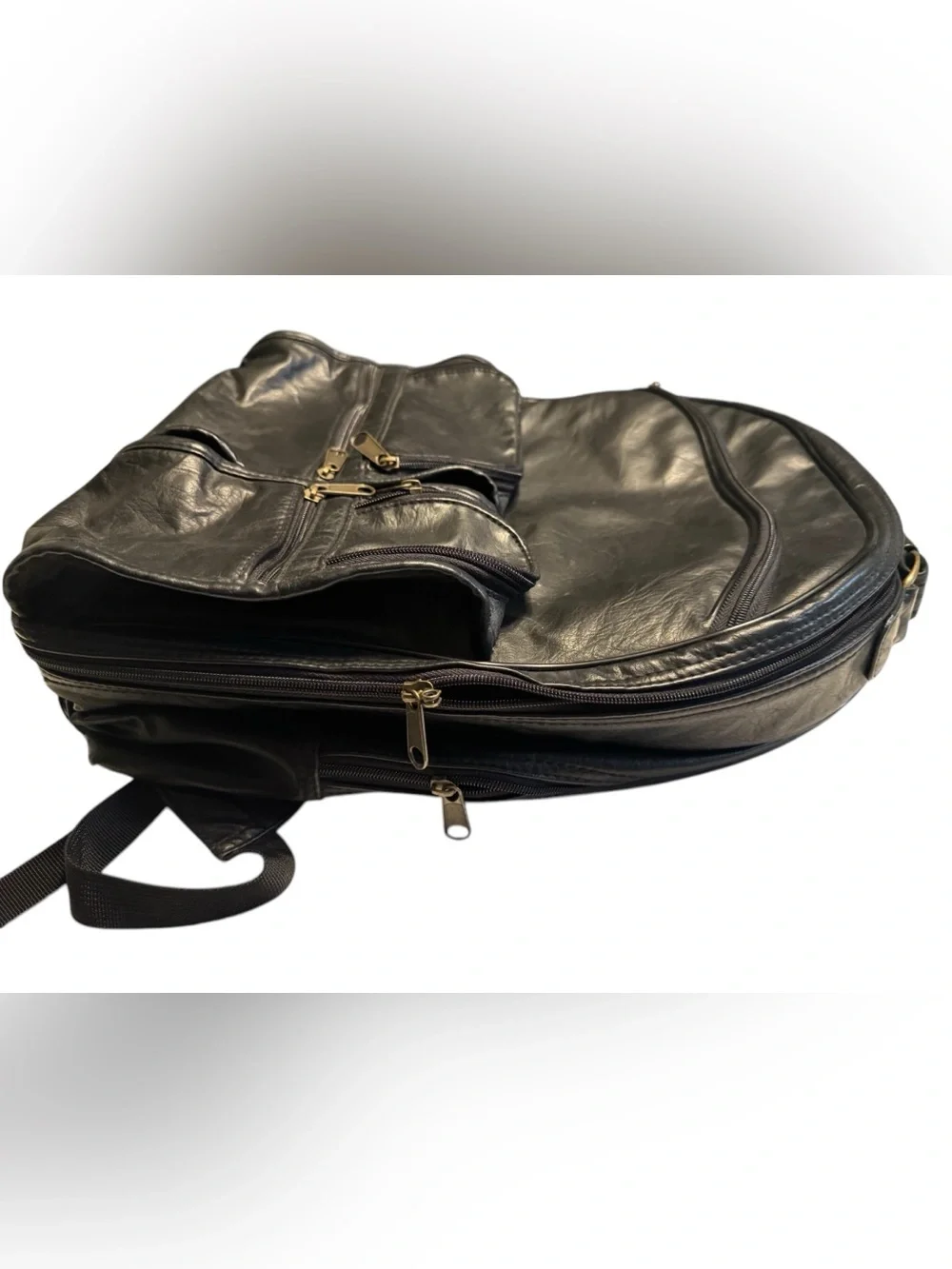 Vintage Black Unisex Vegan Leather Retro Backpack Laptop Bag